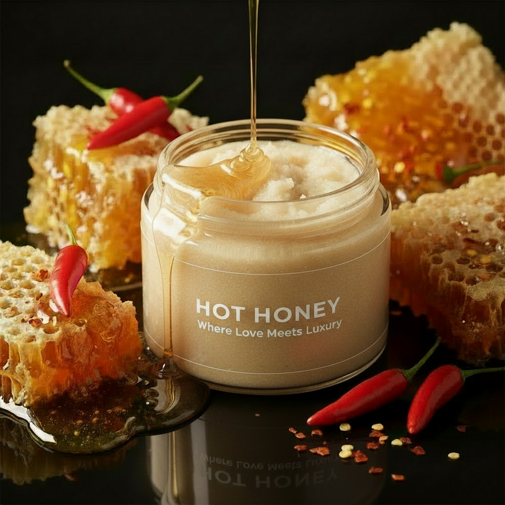 HOT HONEY Body Scrub - Clear Label White Writing