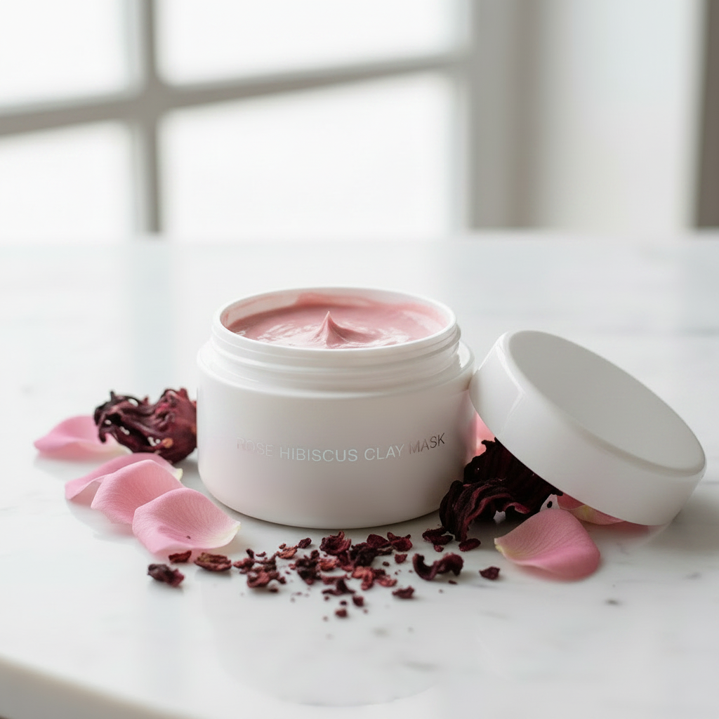 Rose Hibiscus Clay Mask Open Jar